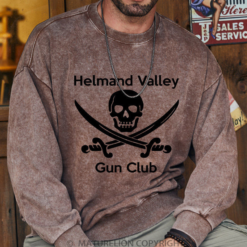 Maturelion Men's Sweatshirt Helmand Valley Gun Club DTG Washed Sweatshirt