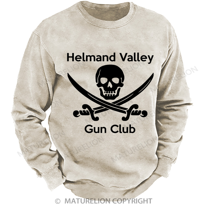 Maturelion Men's Sweatshirt Helmand Valley Gun Club DTG Washed Sweatshirt