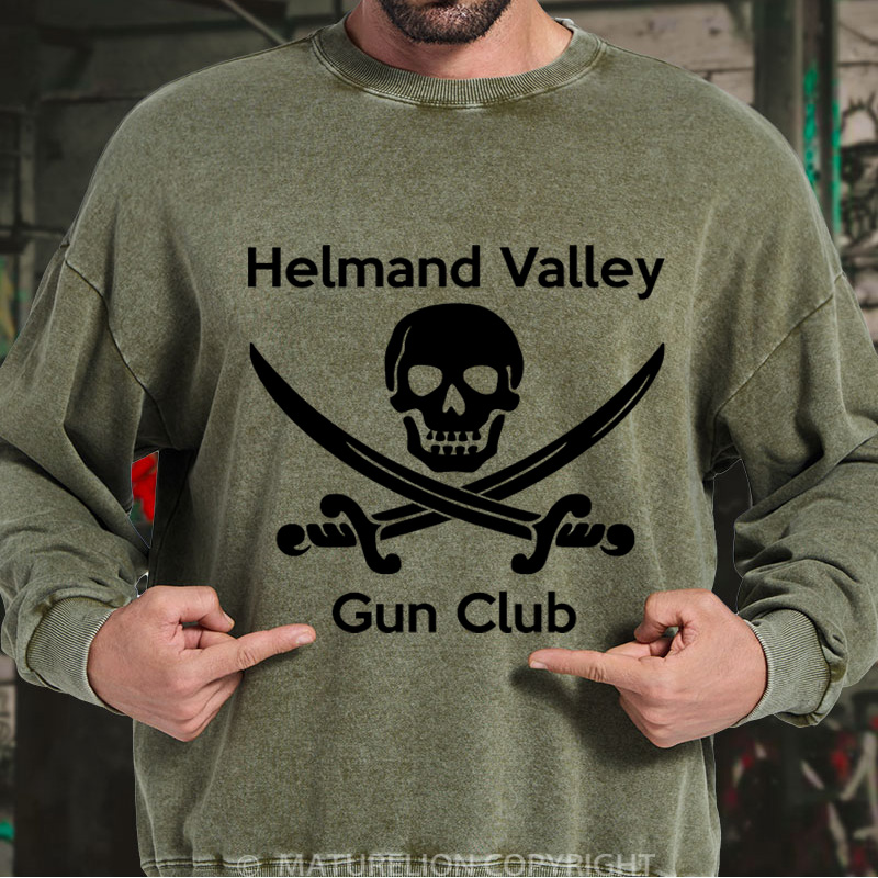 Maturelion Men's Sweatshirt Helmand Valley Gun Club DTG Washed Sweatshirt