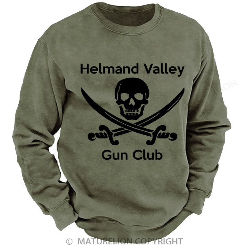 Maturelion Men's Sweatshirt Helmand Valley Gun Club DTG Washed Sweatshirt