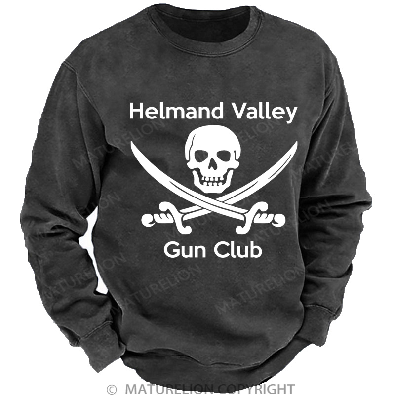 Maturelion Men's Sweatshirt Helmand Valley Gun Club DTG Washed Sweatshirt