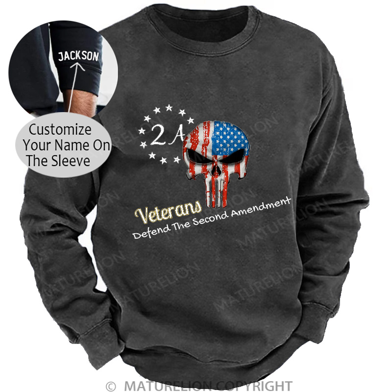 Maturelion Men's Sweatshirt Veterans for second amendment DTG Washed Sweatshirt