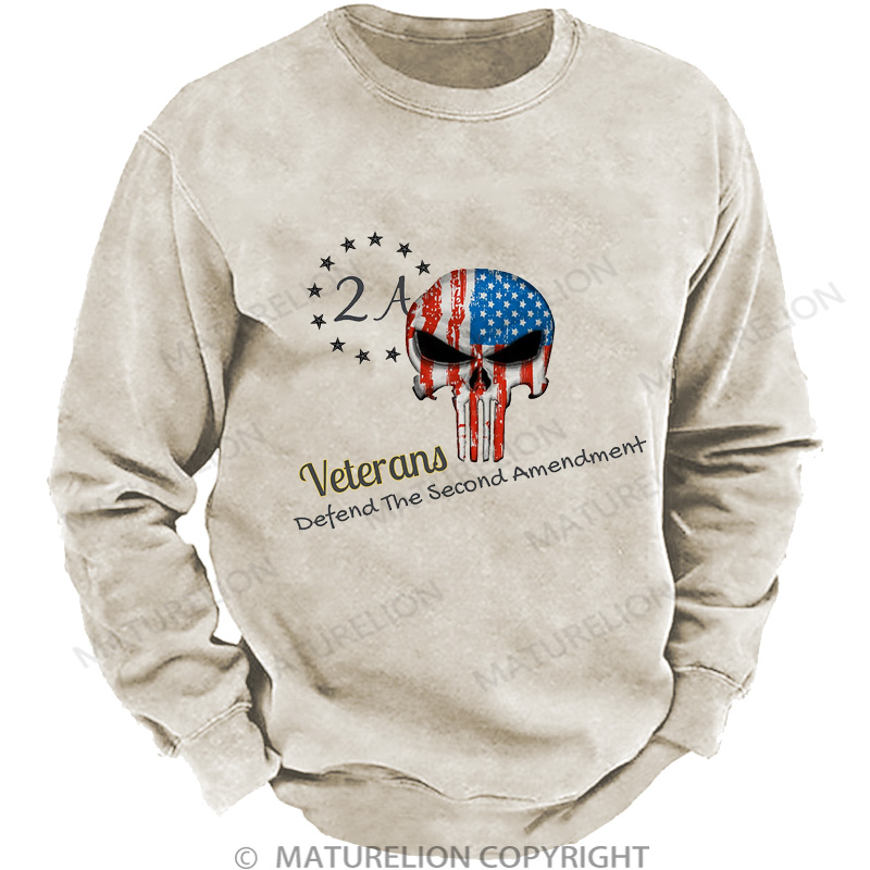 Maturelion Men's Sweatshirt Veterans for second amendment DTG Washed Sweatshirt