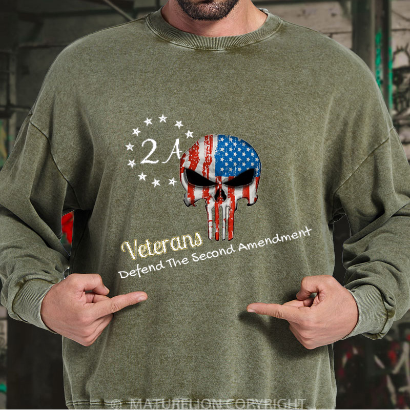 Maturelion Men's Sweatshirt Veterans for second amendment DTG Washed Sweatshirt