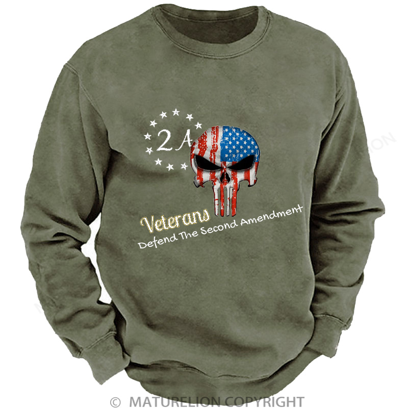 Maturelion Men's Sweatshirt Veterans for second amendment DTG Washed Sweatshirt
