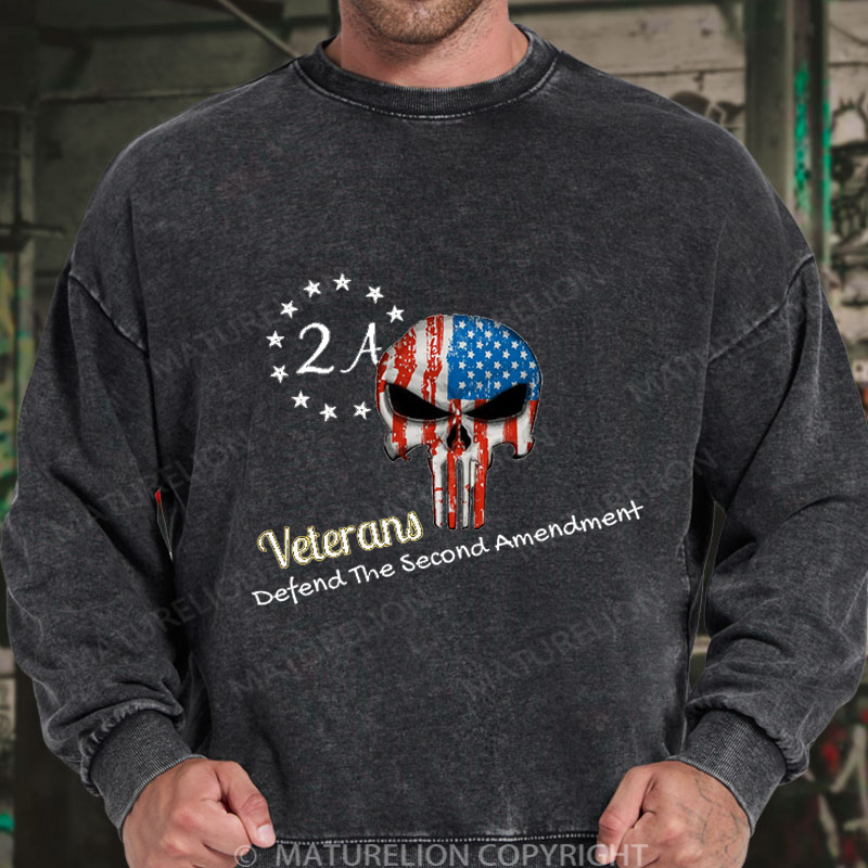 Maturelion Men's Sweatshirt Veterans for second amendment DTG Washed Sweatshirt