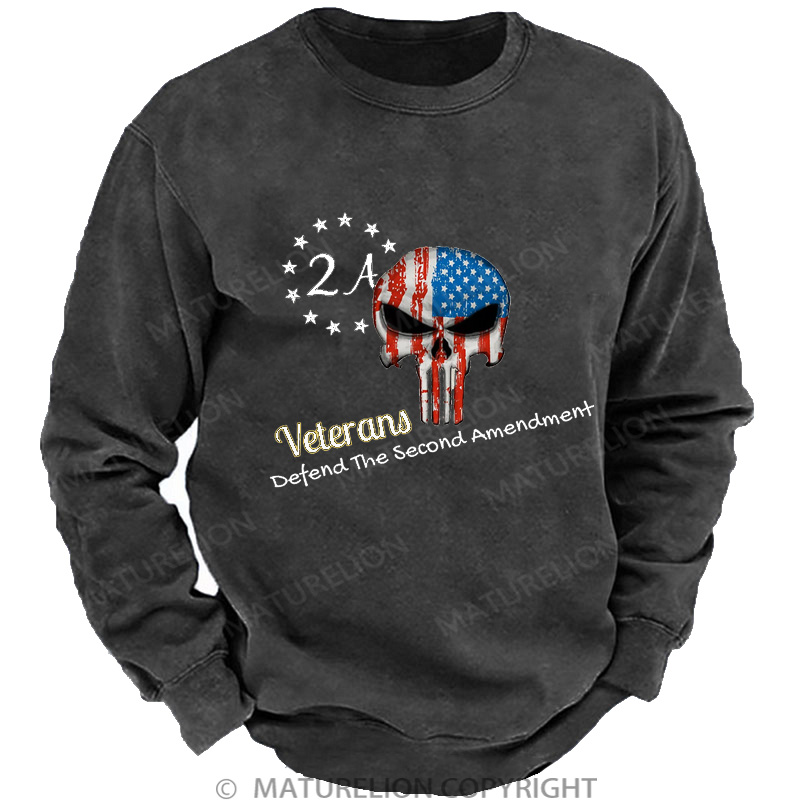 Maturelion Men's Sweatshirt Veterans for second amendment DTG Washed Sweatshirt