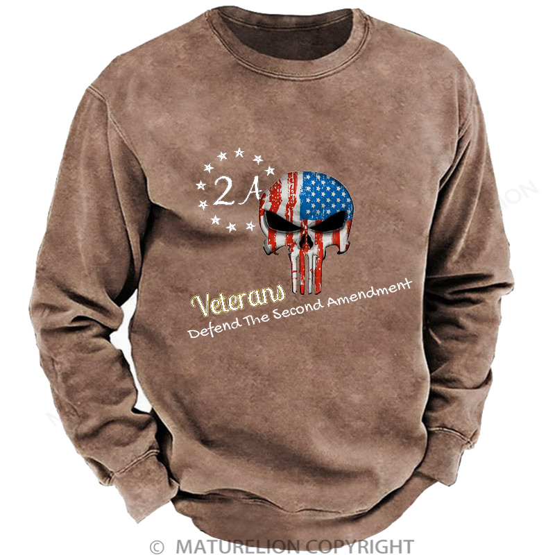 Maturelion Men's Sweatshirt Veterans for second amendment DTG Washed Sweatshirt