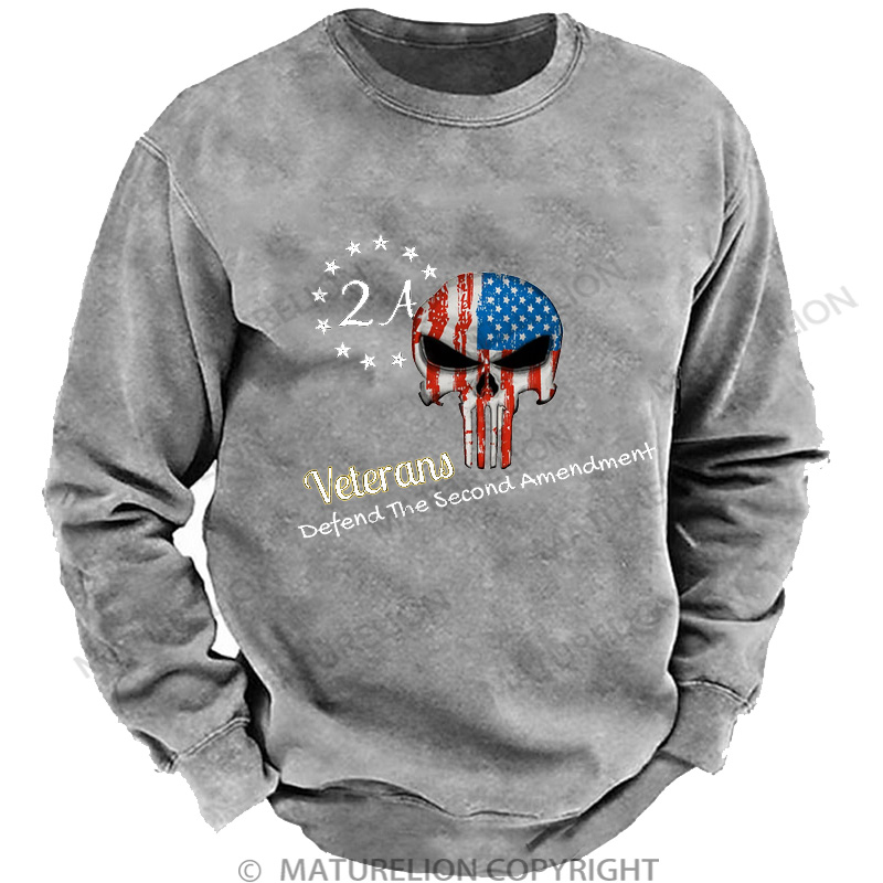 Maturelion Men's Sweatshirt Veterans for second amendment DTG Washed Sweatshirt