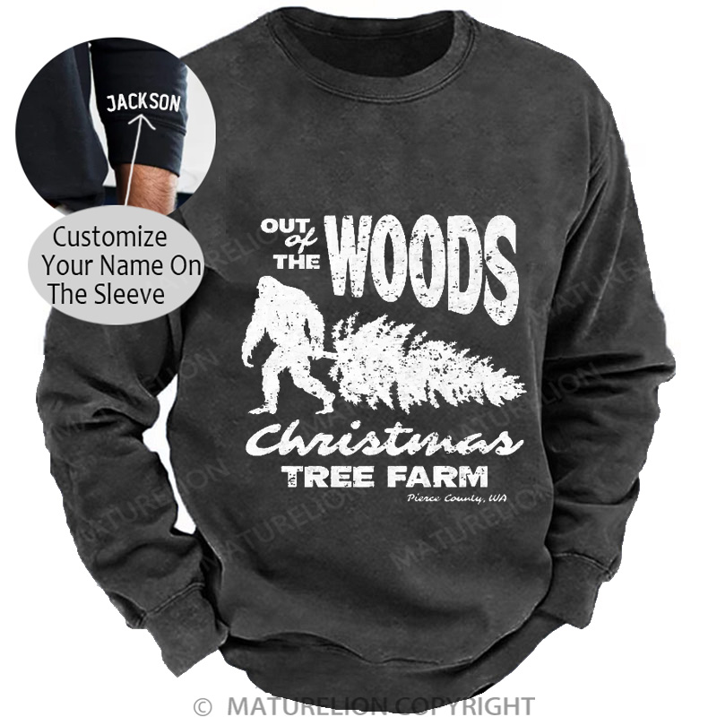 Maturelion Men's Sweatshirt Out Of The Woods Christmas Tree Farm DTG Washed Sweatshirt