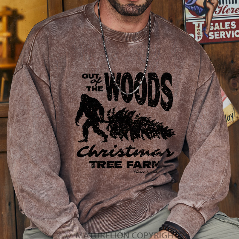 Maturelion Men's Sweatshirt Out Of The Woods Christmas Tree Farm DTG Washed Sweatshirt