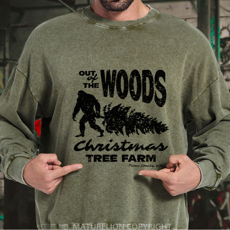 Maturelion Men's Sweatshirt Out Of The Woods Christmas Tree Farm DTG Washed Sweatshirt