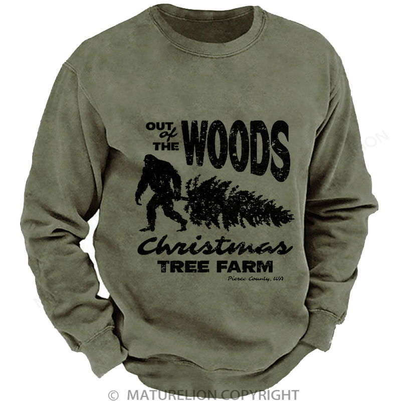 Maturelion Men's Sweatshirt Out Of The Woods Christmas Tree Farm DTG Washed Sweatshirt