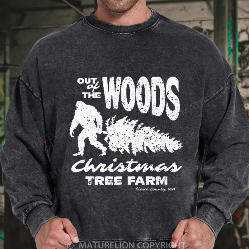 Maturelion Men's Sweatshirt Out Of The Woods Christmas Tree Farm DTG Washed Sweatshirt