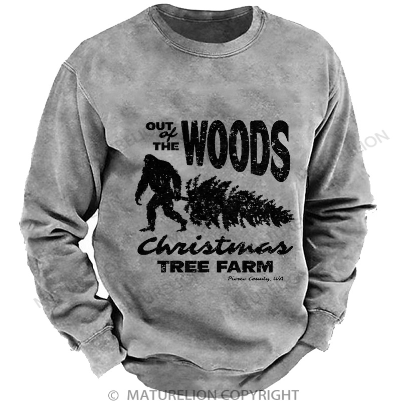Maturelion Men's Sweatshirt Out Of The Woods Christmas Tree Farm DTG Washed Sweatshirt