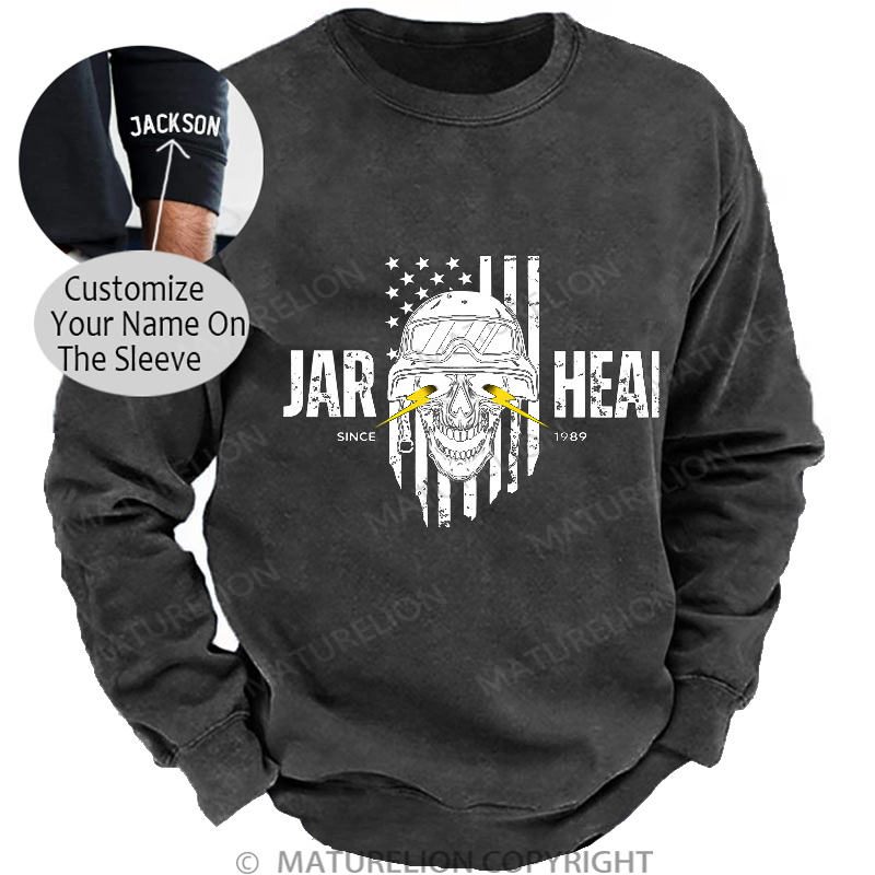 Maturelion Men's Sweatshirt Epic Skull & Stripes DTG Washed Sweatshirt
