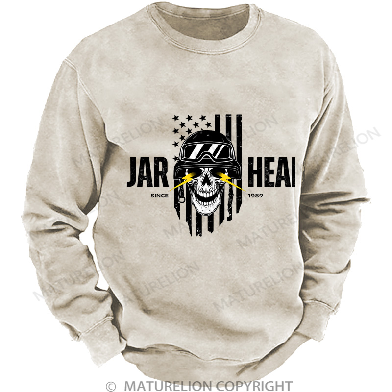 Maturelion Men's Sweatshirt Epic Skull & Stripes DTG Washed Sweatshirt