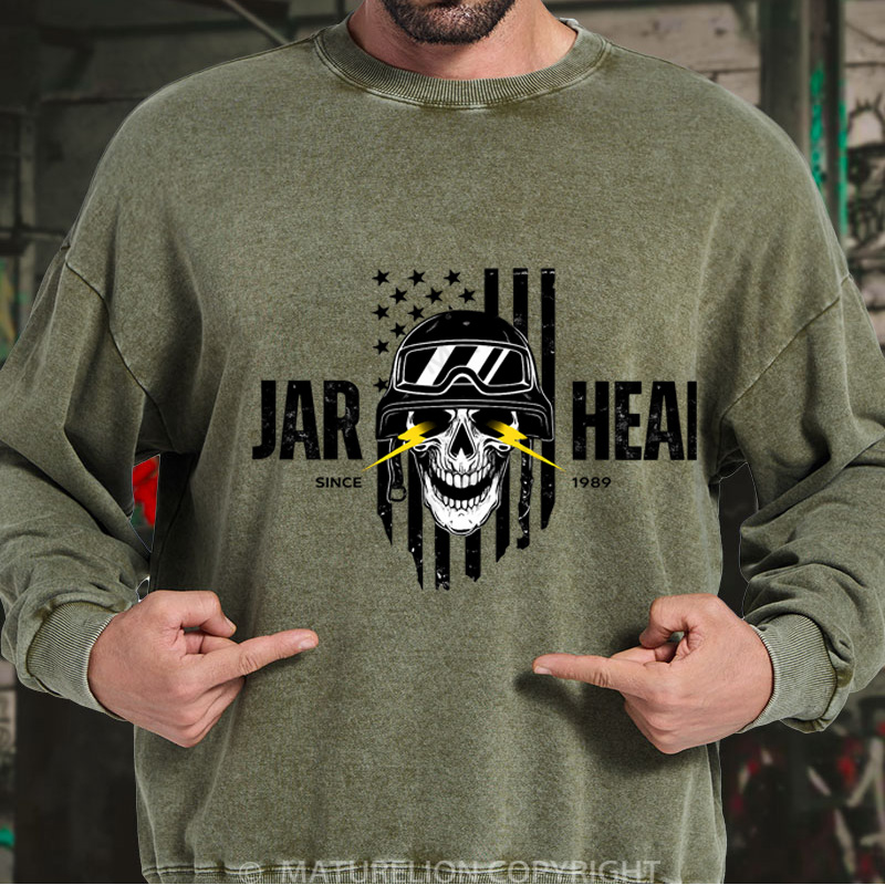 Maturelion Men's Sweatshirt Epic Skull & Stripes DTG Washed Sweatshirt