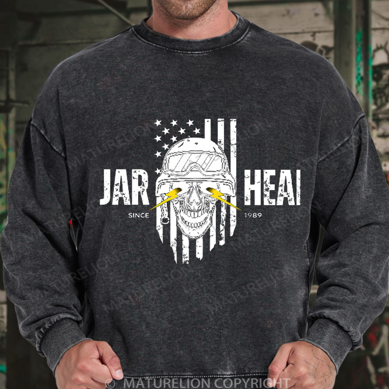 Maturelion Men's Sweatshirt Epic Skull & Stripes DTG Washed Sweatshirt