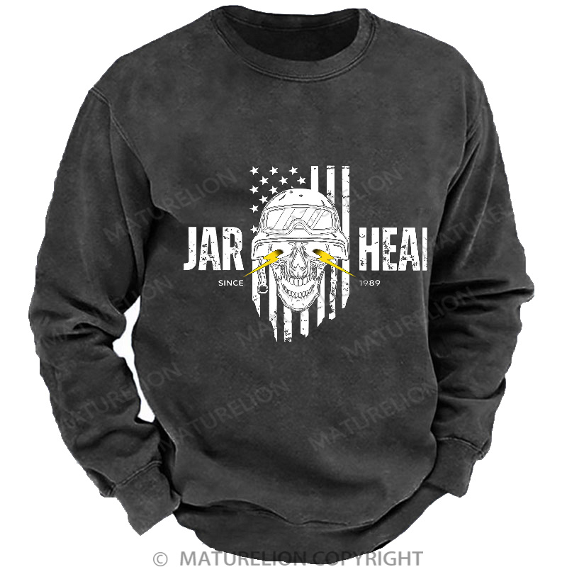 Maturelion Men's Sweatshirt Epic Skull & Stripes DTG Washed Sweatshirt