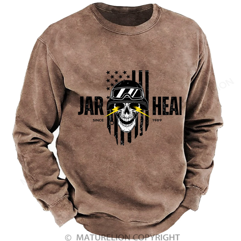 Maturelion Men's Sweatshirt Epic Skull & Stripes DTG Washed Sweatshirt