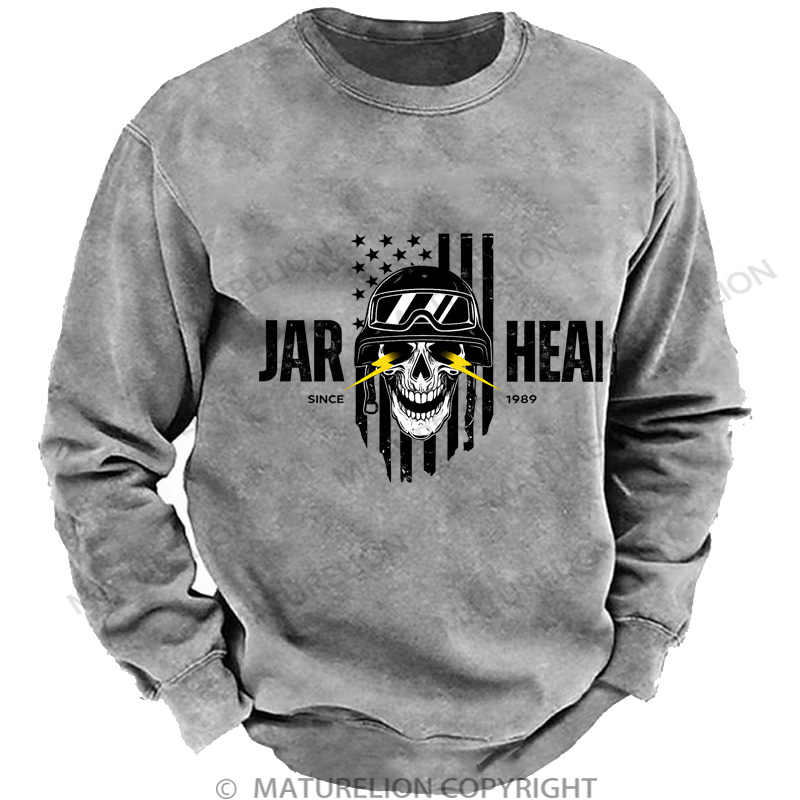 Maturelion Men's Sweatshirt Epic Skull & Stripes DTG Washed Sweatshirt