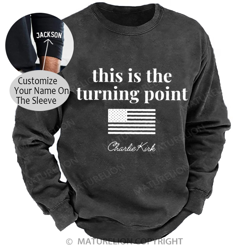 Maturelion Men's Sweatshirt This is the Turning Point Washed Sweatshirts