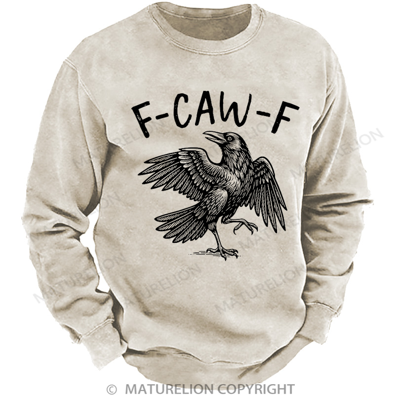Maturelion Men's Sweatshirt F-Caw-F Washed Sweatshirts