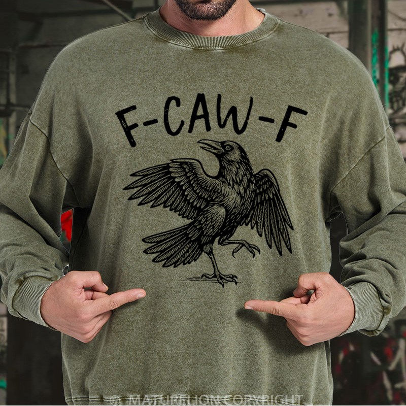 Maturelion Men's Sweatshirt F-Caw-F Washed Sweatshirts