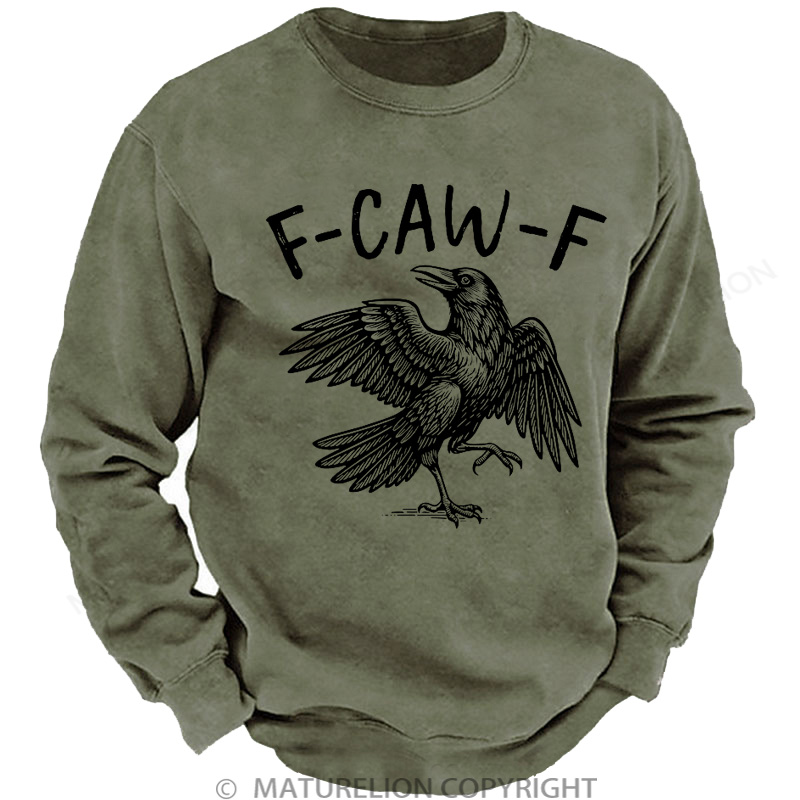 Maturelion Men's Sweatshirt F-Caw-F Washed Sweatshirts