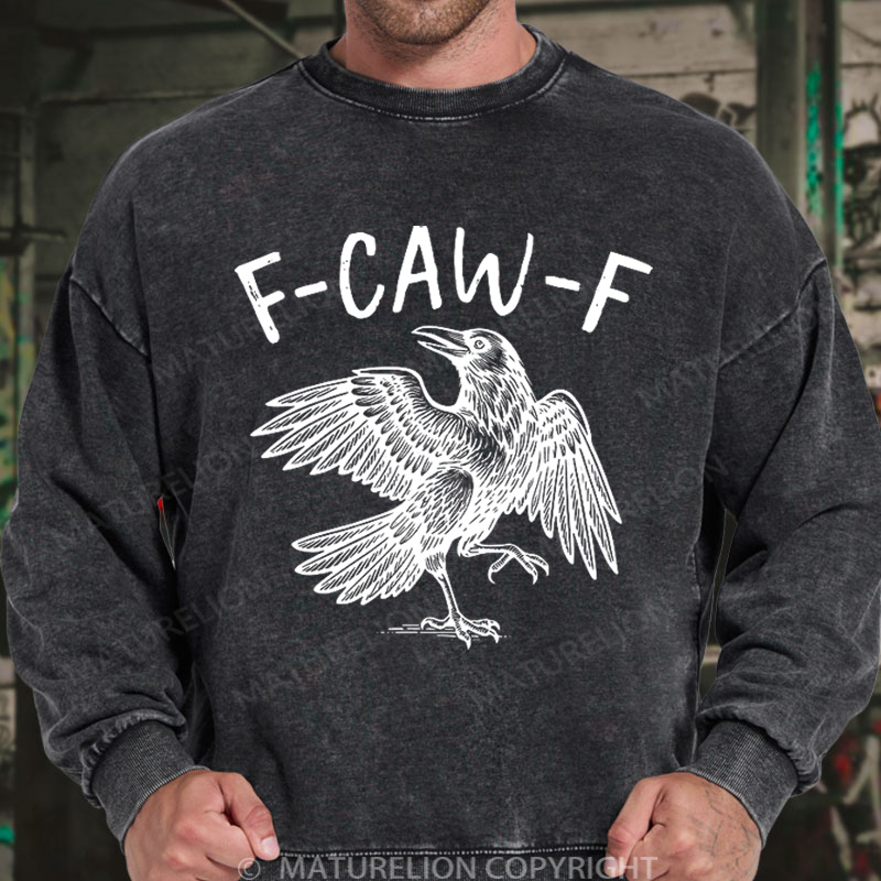 Maturelion Men's Sweatshirt F-Caw-F Washed Sweatshirts