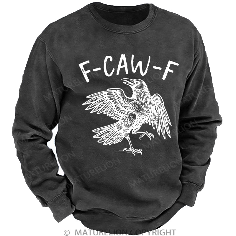 Maturelion Men's Sweatshirt F-Caw-F Washed Sweatshirts