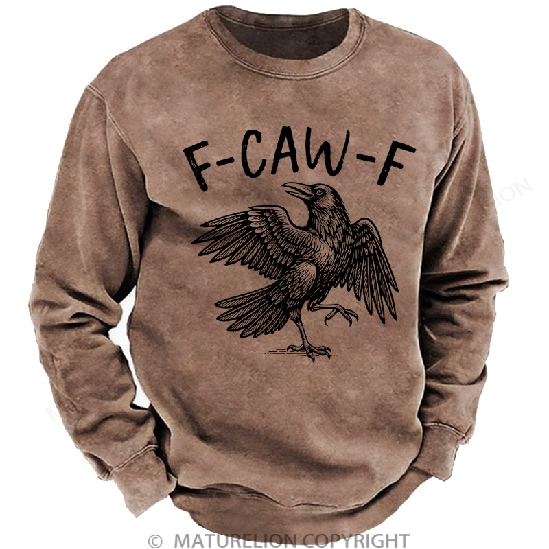 Maturelion Men's Sweatshirt F-Caw-F Washed Sweatshirts