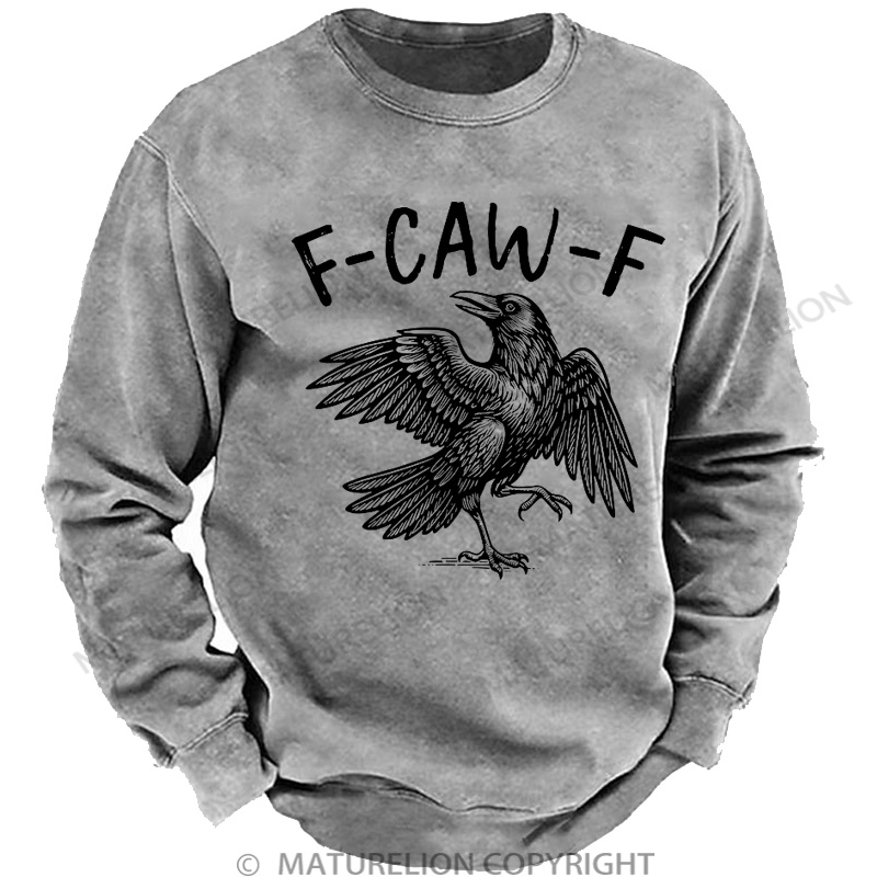 Maturelion Men's Sweatshirt F-Caw-F Washed Sweatshirts