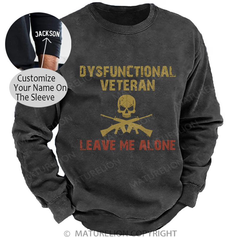 Maturelion Men's Sweatshirt Dysfunctional Veteran Washed Sweatshirts