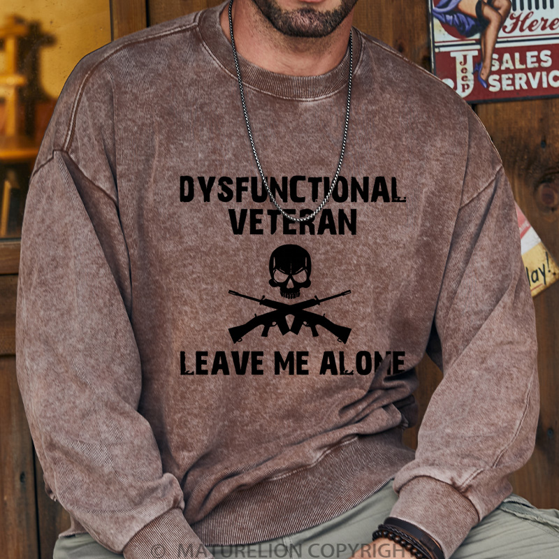 Maturelion Men's Sweatshirt Dysfunctional Veteran Washed Sweatshirts