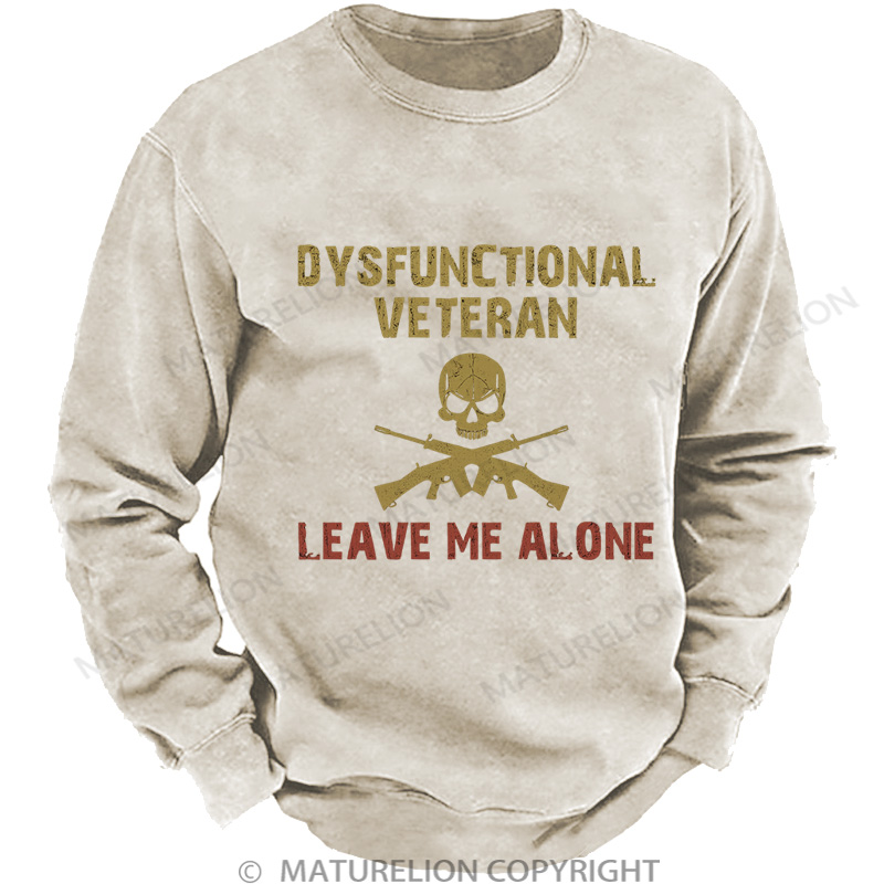 Maturelion Men's Sweatshirt Dysfunctional Veteran Washed Sweatshirts
