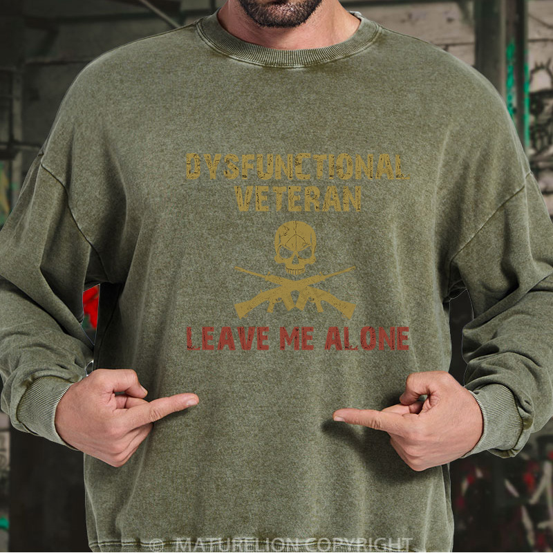 Maturelion Men's Sweatshirt Dysfunctional Veteran Washed Sweatshirts