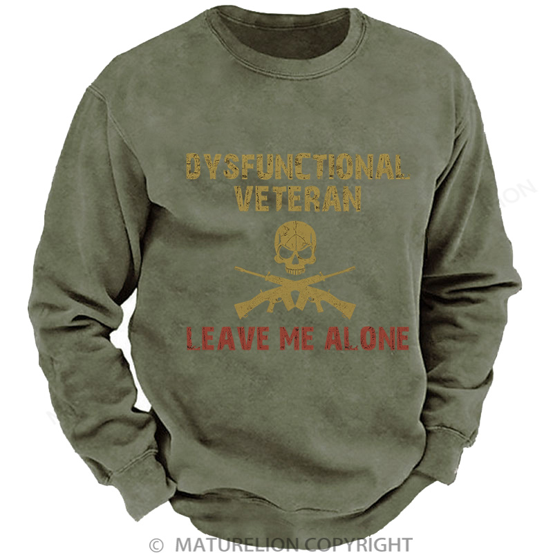 Maturelion Men's Sweatshirt Dysfunctional Veteran Washed Sweatshirts