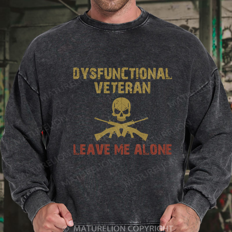 Maturelion Men's Sweatshirt Dysfunctional Veteran Washed Sweatshirts