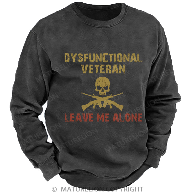 Maturelion Men's Sweatshirt Dysfunctional Veteran Washed Sweatshirts
