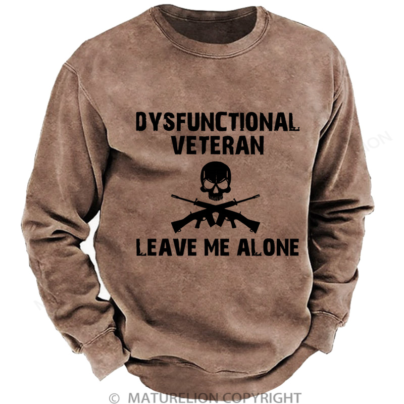 Maturelion Men's Sweatshirt Dysfunctional Veteran Washed Sweatshirts