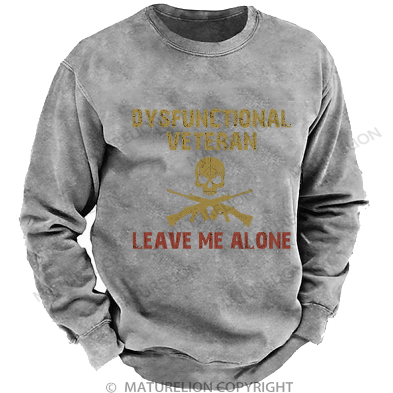 Maturelion Men's Sweatshirt Dysfunctional Veteran Washed Sweatshirts