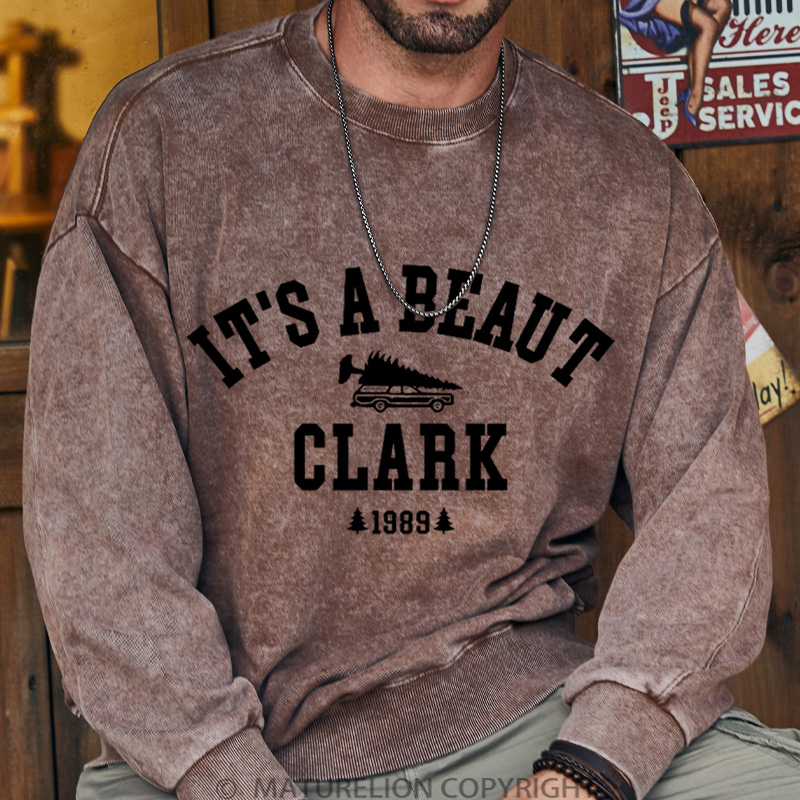 Maturelion Christmas Sweatshirt It's a Beaut Clark DTG Washed Sweatshirt