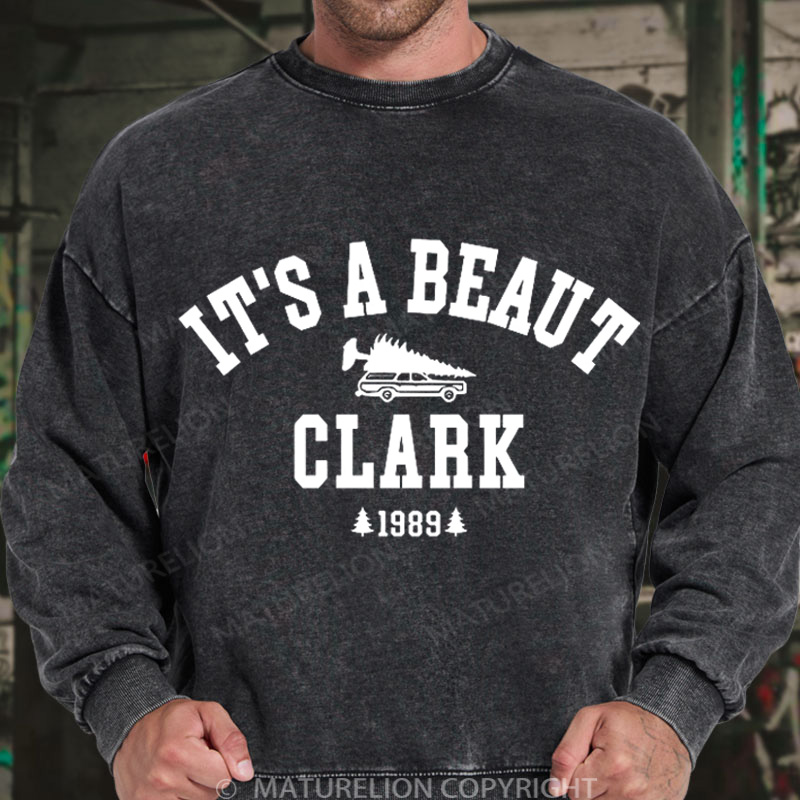 Maturelion Christmas Sweatshirt It's a Beaut Clark DTG Washed Sweatshirt