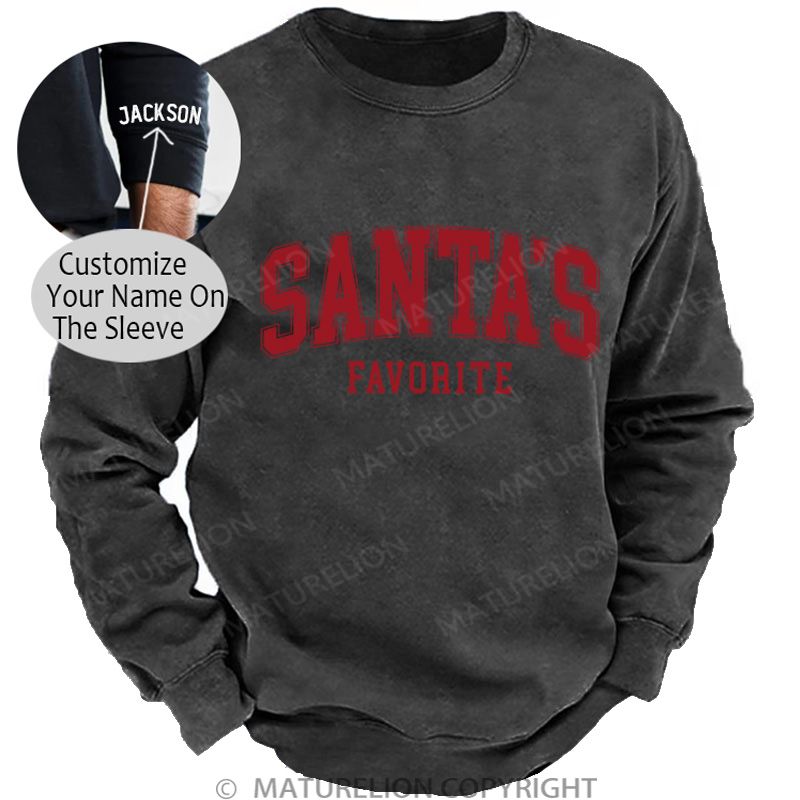 Maturelion Christmas Sweatshirt Santas Favorite Christmas DTG Washed Sweatshirt