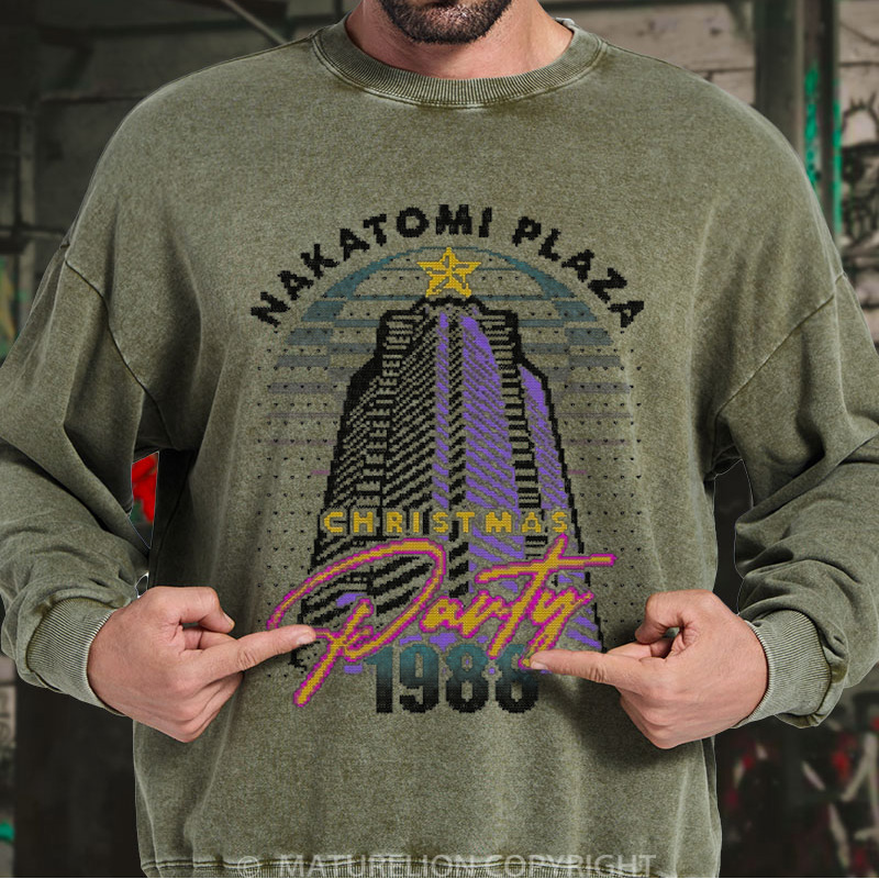 Maturelion Christmas Sweatshirt Nakatomi Plaza Party 1988 DTG Washed Sweatshirt