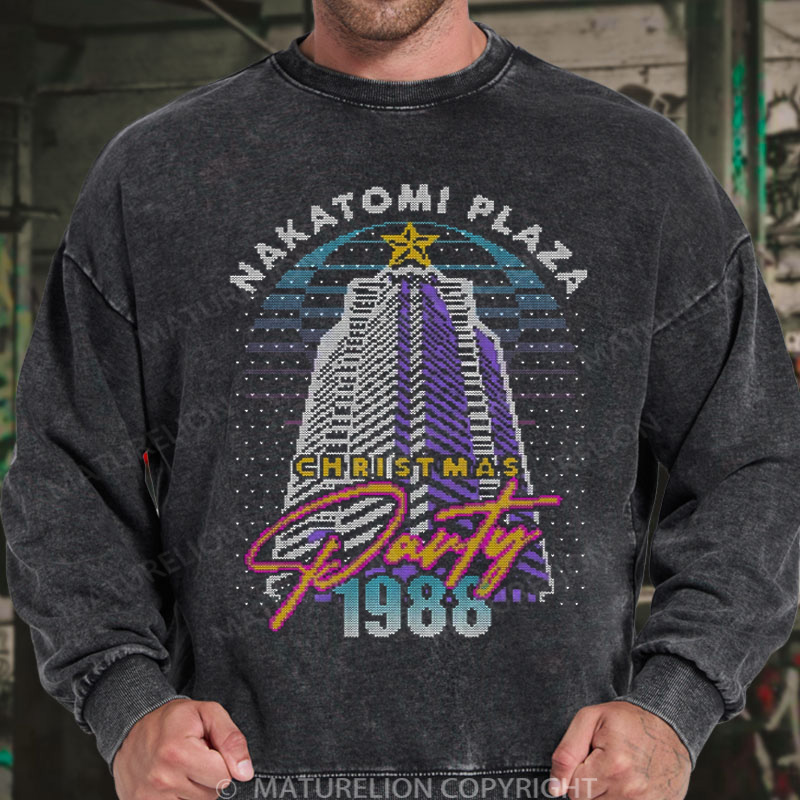 Maturelion Christmas Sweatshirt Nakatomi Plaza Party 1988 DTG Washed Sweatshirt