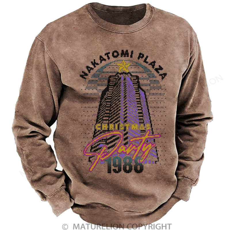 Maturelion Christmas Sweatshirt Nakatomi Plaza Party 1988 DTG Washed Sweatshirt