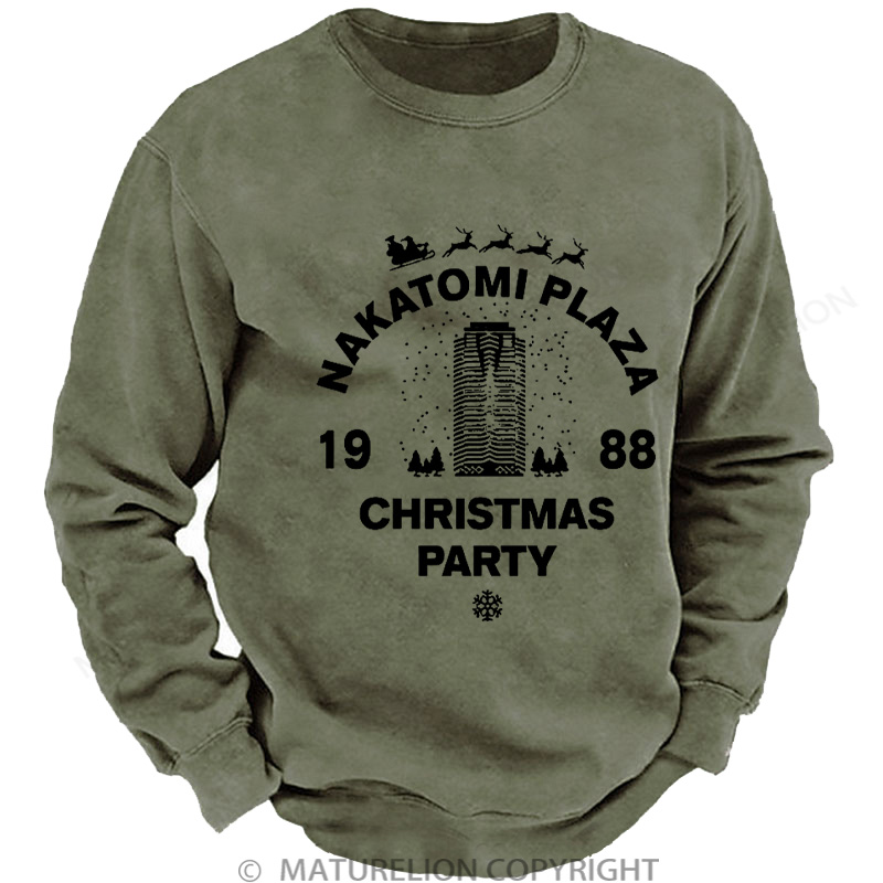 Maturelion Christmas Sweatshirt Nakatomi Plaza Christmas Party 1988 DTG Washed Sweatshirt
